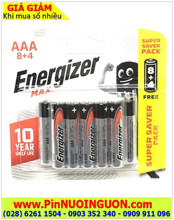 Energizer E92-BP12; Pin AAA 1.5v Alkaline Energizer E92-BP12 _Made in Singapore |Vỉ 12viên